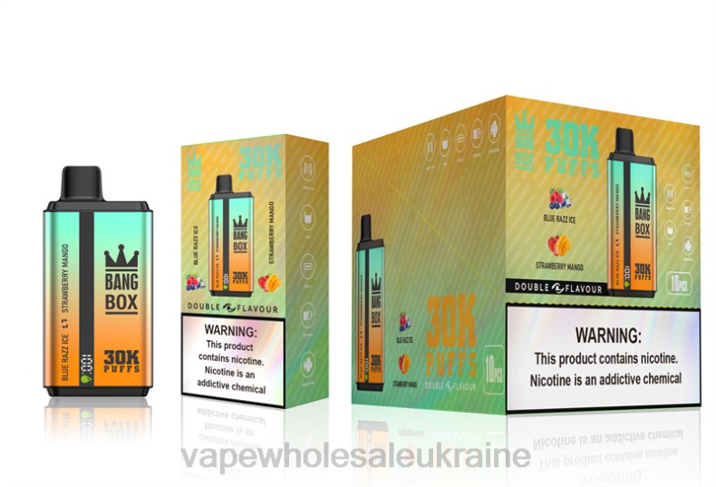 Вейп Украина - Bang Box 30000 затяжок подвійних смаків Blue Razz ice & Strawberry Mango 2D4F73