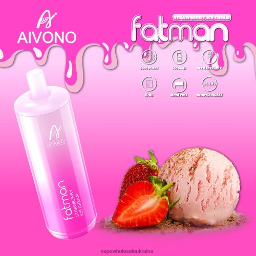 Vape Wholesale Ukraine - Aivono FATMAN 6800 полуничне морозиво B0000J21