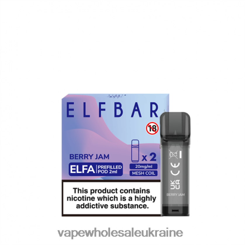 Vape Wholesale Ukraine ягідне варення NDN6FT341 ELFBAR Elfa попередньо заповнений контейнер - 2 мл - 20 мг (2 упаковки)